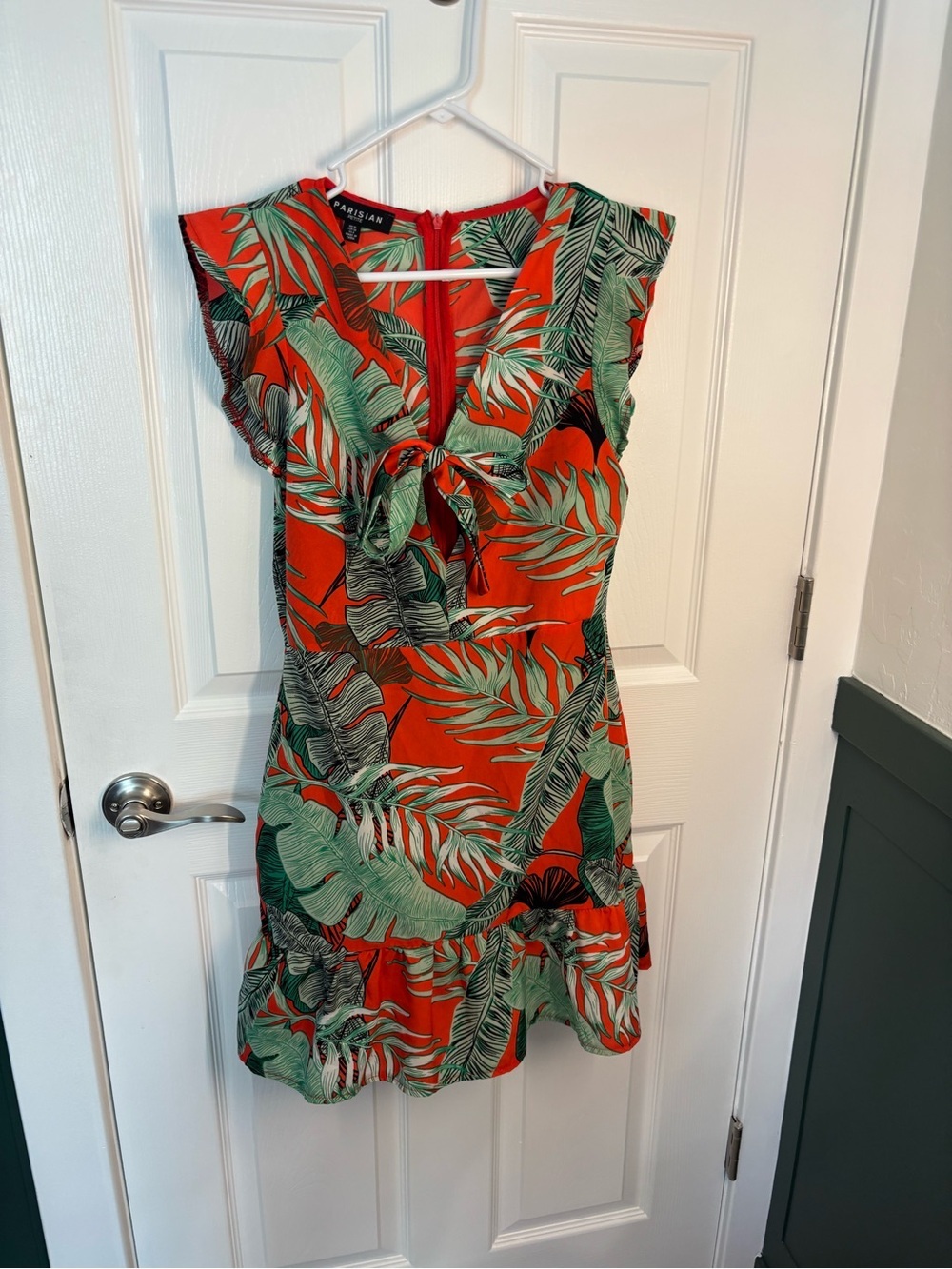 Parisian Tropical Leaf Tie-Front Sundress Size 6